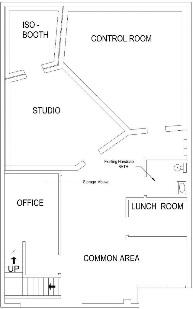 Floor Plan for Recording Studio In Existing Commercial Space